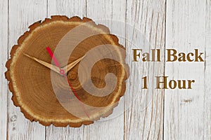 Fall back 1 hour time change with wood clock