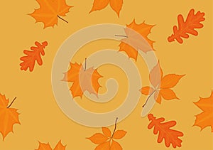 Autumun fall red yellow leaves seamless background vector illustration