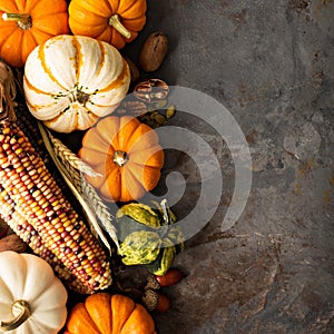 Fall background with pumpkins