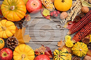 Fall background with pumpkins