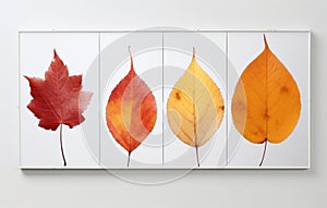 Fall into Beauty: Four Unique Autumn Leaves on a Blank Canvas