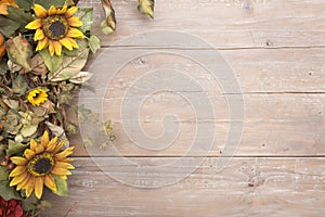 Fall border with sunflowers