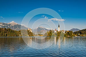 Fall colors at Bled lake in Slovenia