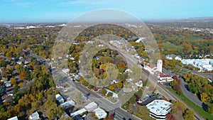 Fall colors and the city of Boise Idaho aerial view