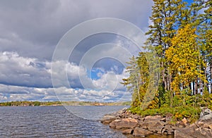 Fall colors and clouds in the north woods