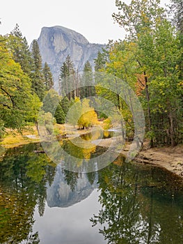 Fall colors and granite cliffs in Yosemite