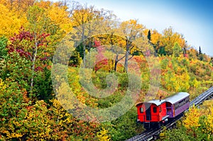 Fall colors of New Hampshire with Train