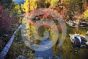 Fall Colors Rocks Wenatchee River Washington