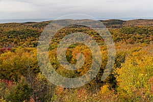 Fall colors at Summit Peak in Porcupine Mountains