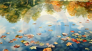 Fall Colors: Tranquil Reflections on Water./n