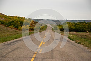 Fall Colours along the roadway in Qu'Appelle Valley, Saskatchewan, Canada