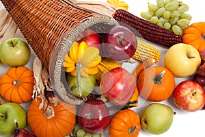 Fall cornucopia on a White back ground