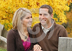 Fall couple close up in autumn