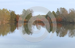 Fall day south Arkansas autumn scene with lake