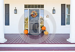 Fall Decoration Adorns Beautiful Entry Way To Home