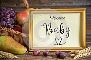 Fall Decoration with Fruits and Text Welcome Baby