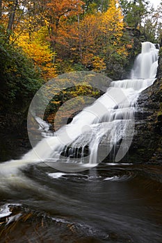 Fall foliage around Dingmans Falls in Pennsylvania