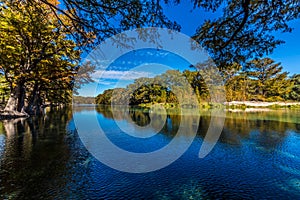 Fall Foliage on a Fall Day Surrounding the Frio River, Texas