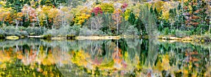 Fall foliage panorama in Crawford Notch, State Park, NH