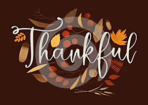 Fall Foliage Thankful Lettering Card
