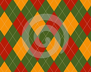 Fall Green and Orange Argyle Background