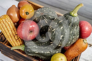 Fall harvest and Autumn season with organic fruit and vegetable