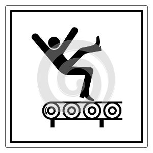 Fall Hazard From Conveyor Symbol Sign, Vector Illustration, Isolate On White Background Label .EPS10