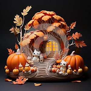 Fall inspired little woodland creature home in the woods artwork.