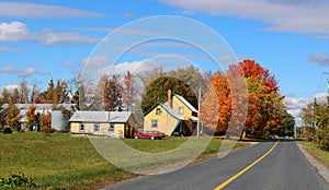 Fall landscape old farm in country side of Bromont i