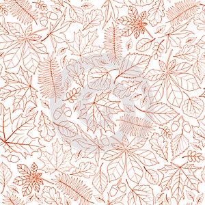 Fall leaf nature seamless pattern. Autumn leaves background. Sea