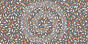 Fall leaf pattern background. Vector seamless repeat border of tossed Autumn leaves.