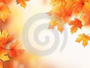 Fall leaves background border with oranges and yellows