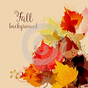 Fall leaves background, maple leaf in autumnal colors