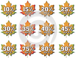 Fall Leaves With Percentages Off 