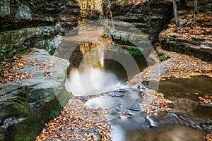 Fall Leaves at Pewits Nest, Baraboo, Wisconsin, USA