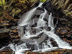 Fall leaves at Piney Run Falls at Potomac Waypoint, Virginia