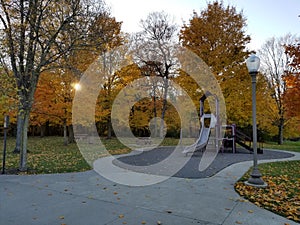 Fall leaves at the playground