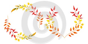 Fall leaves watercolor frames Leaves frames Thanksgiving wreath
