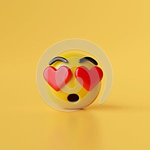 Fall in love emoji icons on yellow background