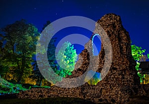 Fall night castle ruins in Estonia