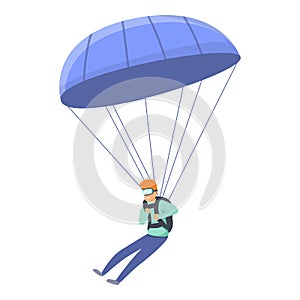 Fall parachuting icon, cartoon style