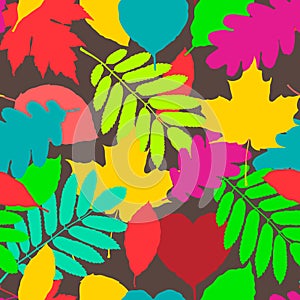 Fall pattern, seamless background of autumnal leaves