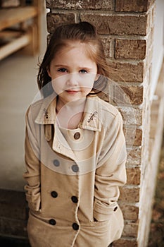 Fall portrait of cute preschool girl