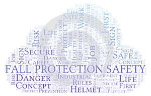 Fall Protection Safety word cloud.