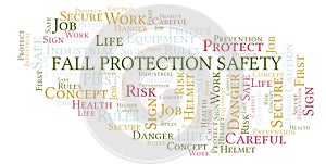 Fall Protection Safety word cloud.