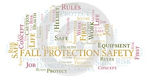 Fall Protection Safety word cloud.