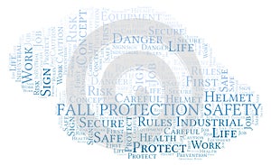 Fall Protection Safety word cloud.