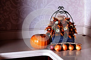 Fall pumpkin decoration kitchen