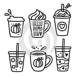 Fall Pumpkin Spice Latte Coffee Drink Vector Illustration