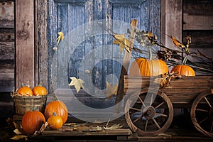 Fall Pumpkins Rustic Wagon
